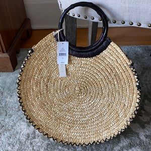 Marabelle Straw bag with Circular Bamboo handle